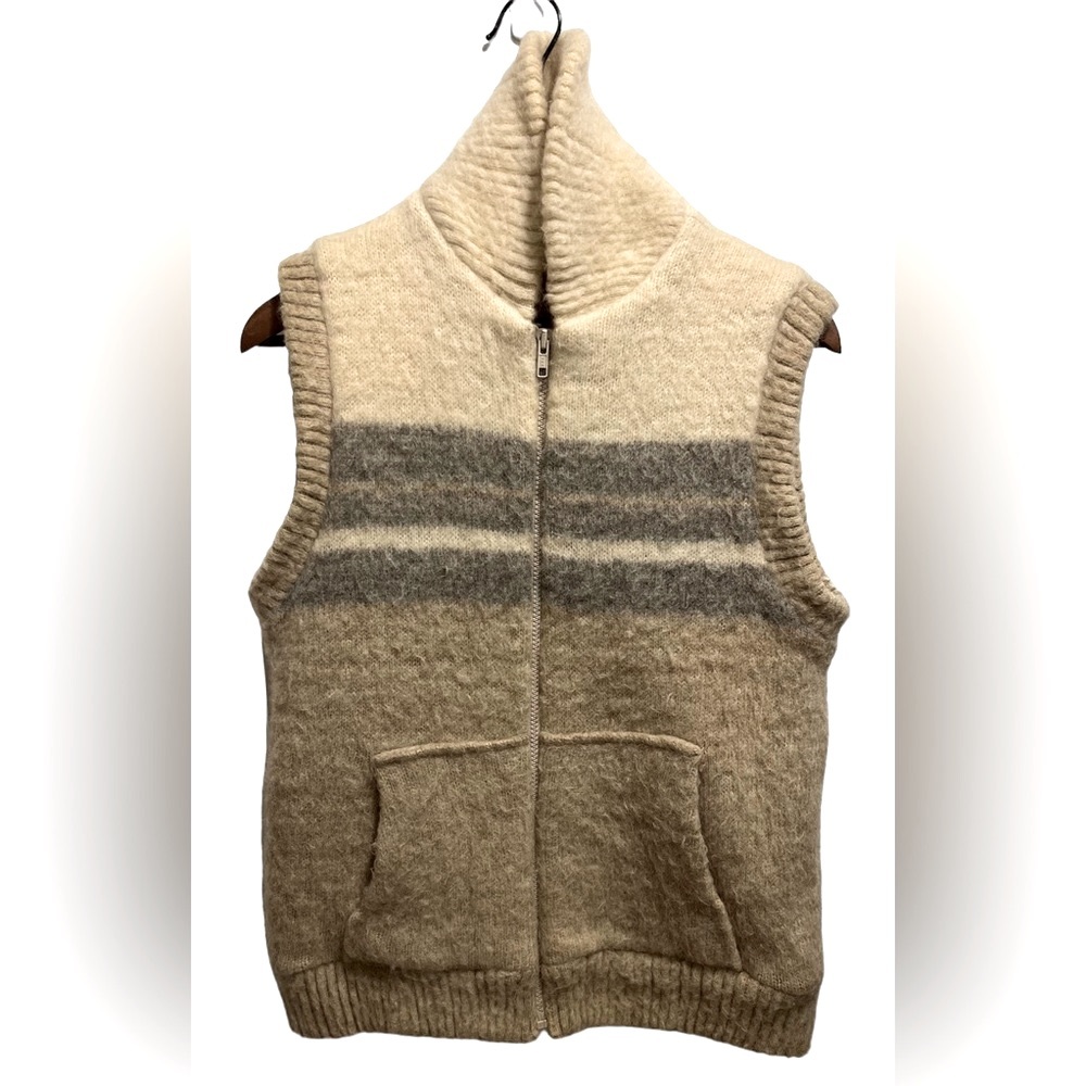 Vintage Amazing 100% Wool Sweater Vest From Caldwell For TipTop Sz S Zip front